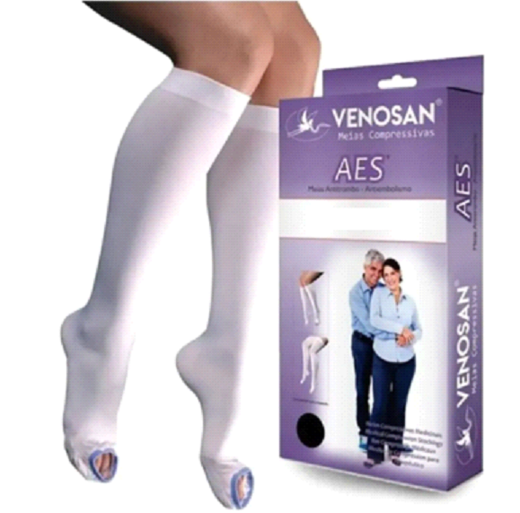 MEIA ANTI TROMBO 3/4 BRANCA UNISSEX - VENOSAN